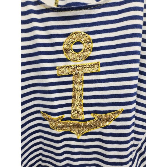 Sperry Womens Swimsuit Cover Up Tank Small Navy White Striped Anchor Racerback - Picture 4 of 6